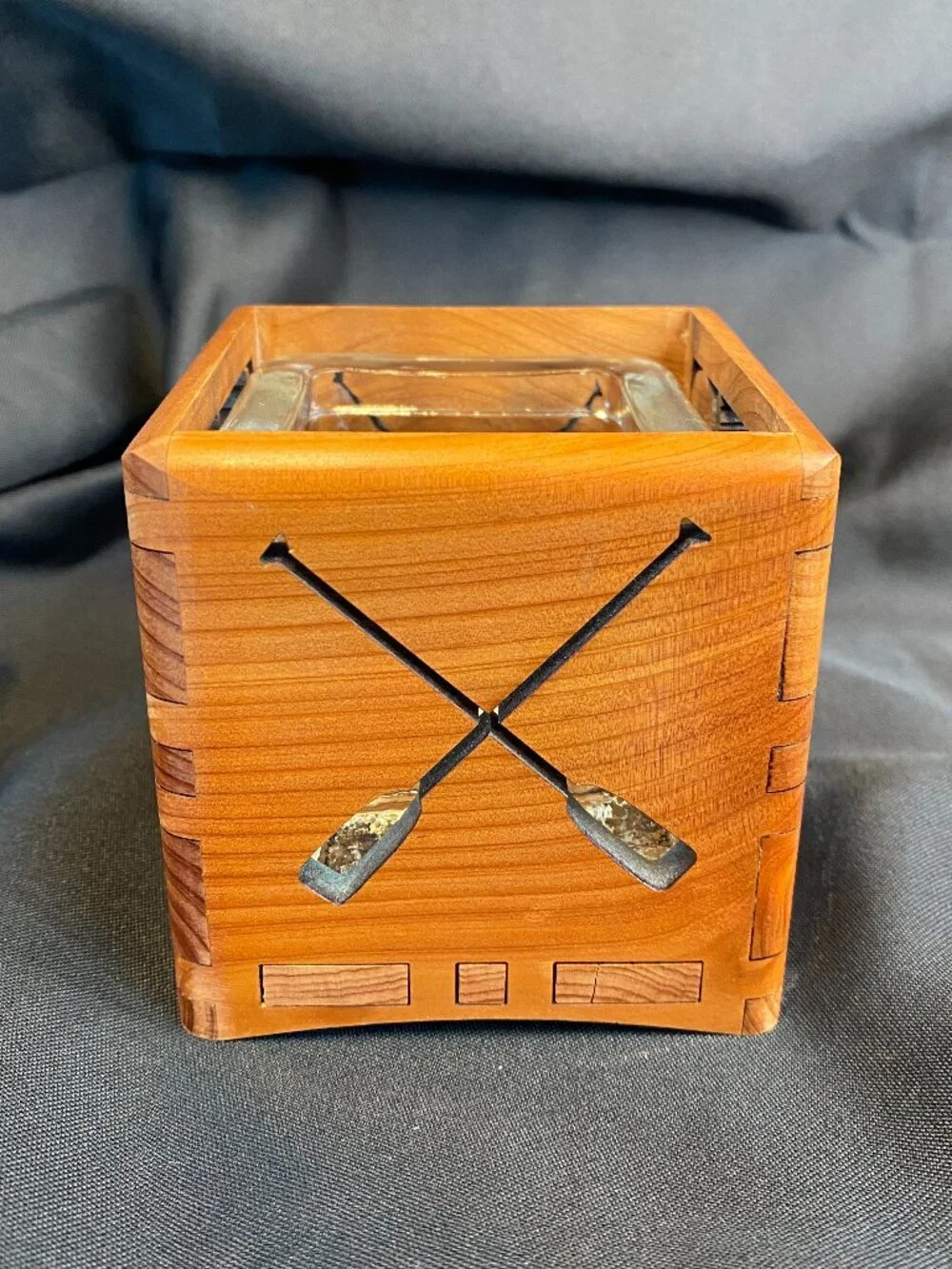 Wood You Tell Me Cedar Wood Canoe & Oars Candle Holder Cabin Decor